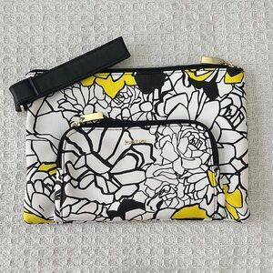 Bebe Black and Yellow Floral Clutch Set
